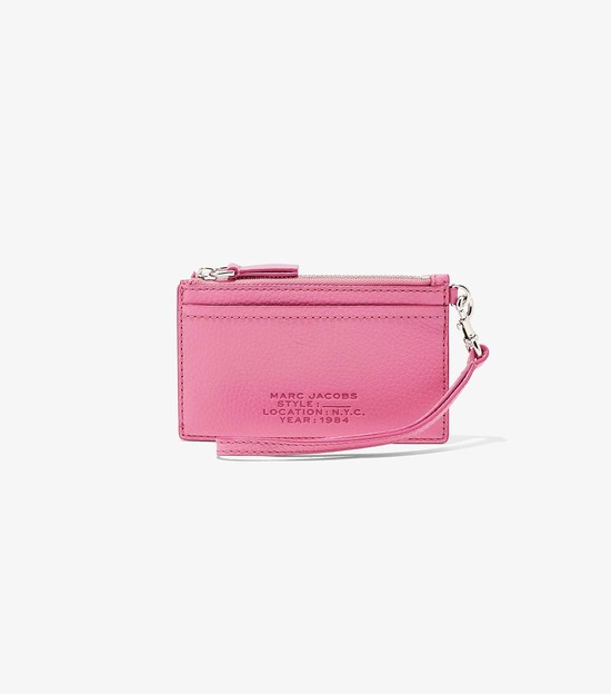 Women's Marc Jacobs Leather Top Zip Wristlet Small Wallets Pink | GOZTU-7083