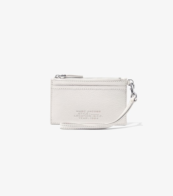 Women's Marc Jacobs Leather Top Zip Wristlet Small Wallets White | ICFLQ-0315