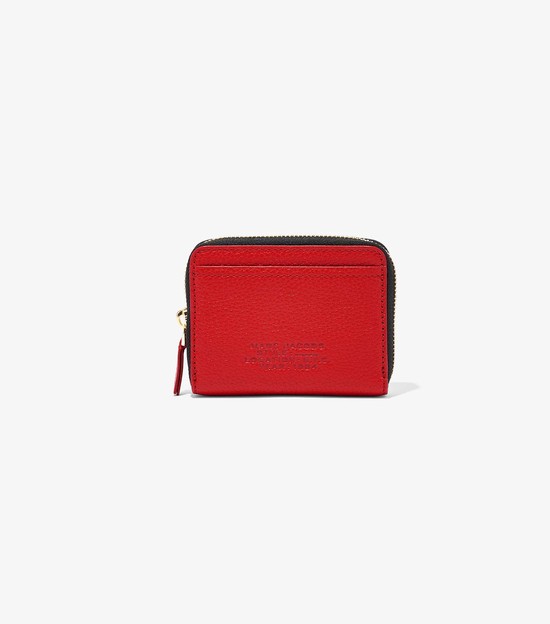 Women's Marc Jacobs Leather Zip Around Small Wallets Red | LWAFM-4596