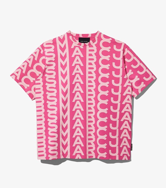 Women's Marc Jacobs Monogram Big T Shirts Pink / White | OKAHC-5146