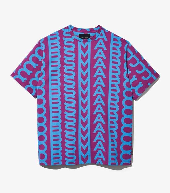 Women's Marc Jacobs Monogram Big T Shirts Purple / Blue | VJBAP-7389