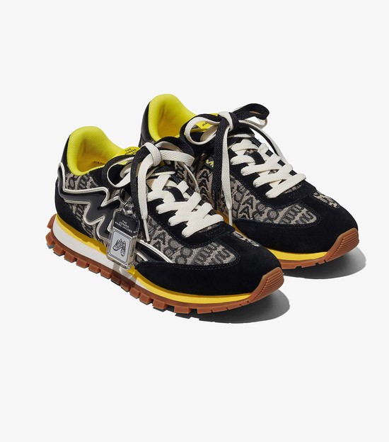 Women's Marc Jacobs Monogram Jogger Sneakers Black / Yellow | KJRLM-9608