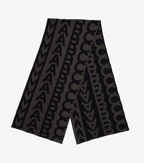 Women's Marc Jacobs Monogram Knit Scarves Black | SVYTE-2893