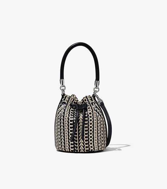 Women's Marc Jacobs Monogram Leather Micro Mini Bags Black / White | RMDWG-0458