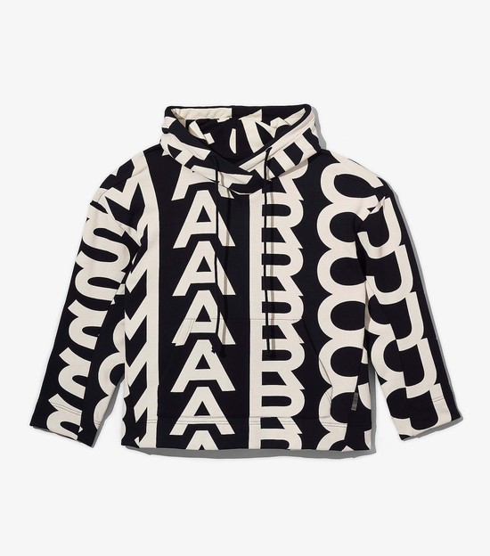 Women's Marc Jacobs Monogram Oversized Hoodie Black / White | SMNCJ-8415