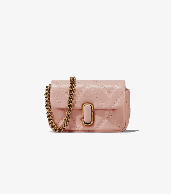 Women's Marc Jacobs Quilted Leather J Marc Mini Shoulder Bags Pink | RXVPK-7384