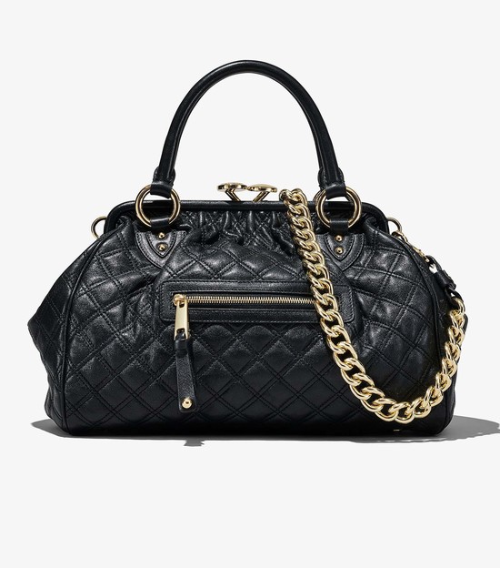 Women's Marc Jacobs Re-Edition Quilted Leather Stam Satchel Bags Black | FVXPC-9217