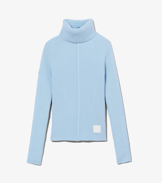 Women's Marc Jacobs Ribbed Turtleneck Sweater Blue | GBJYD-4792