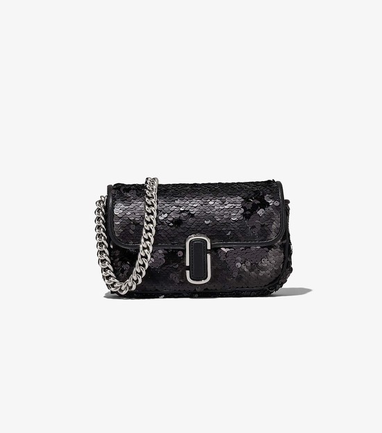 Women's Marc Jacobs Sequin J Marc Mini Shoulder Bags Black | AYOXT-8159