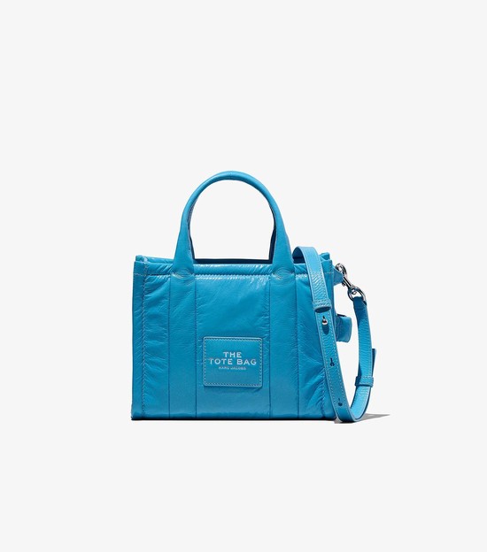 Women's Marc Jacobs Shiny Crinkle Mini Tote Bags Blue | IYUNC-1236