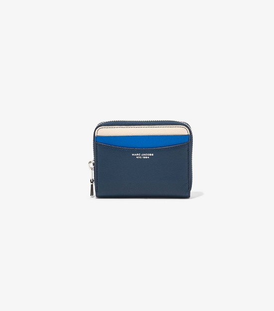 Women's Marc Jacobs Slim 84 Colorblock Zip Around Small Wallets Blue | LBNJG-9873