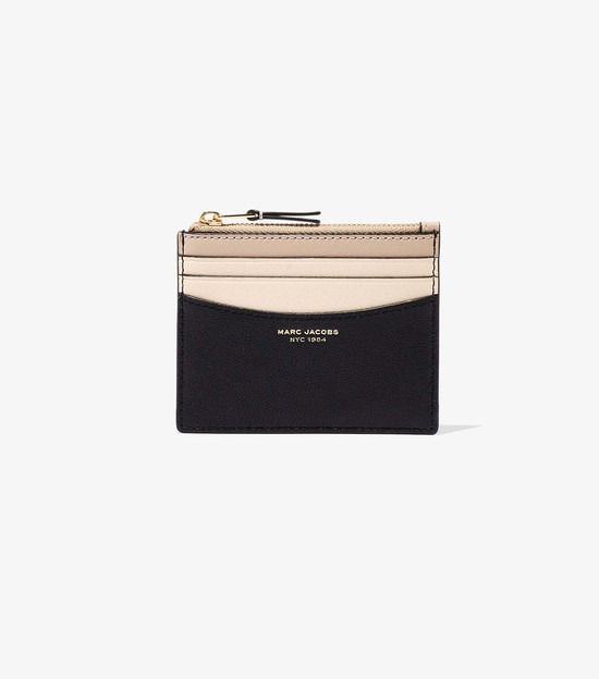 Women's Marc Jacobs Slim 84 Colorblock Zip Card Case Black / Beige | RIFYL-5487