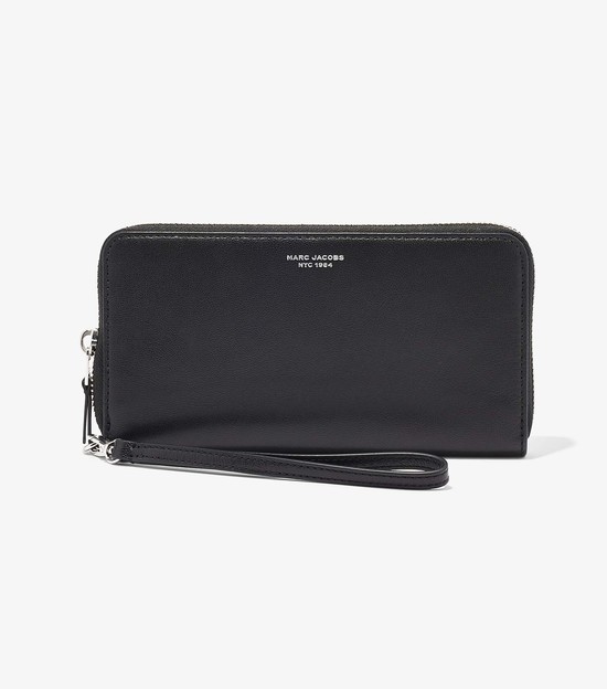 Women's Marc Jacobs Slim 84 Continental Wristlet Large Wallets Black | OXHDP-3672