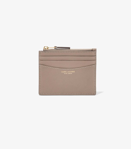 Women's Marc Jacobs Slim 84 Zip Card Case Beige | QLRNE-0743